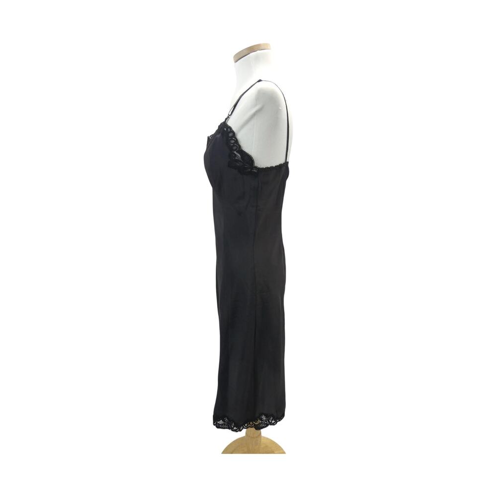 Vintage 1950'S Black Rayon & Lace Full Slip